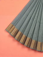 Grey and Black Ikat Cotton Saree