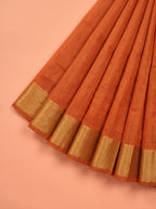Orange and Purple Ikat Cotton Saree