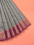 Grey and Purple Soft semi silk Saree
