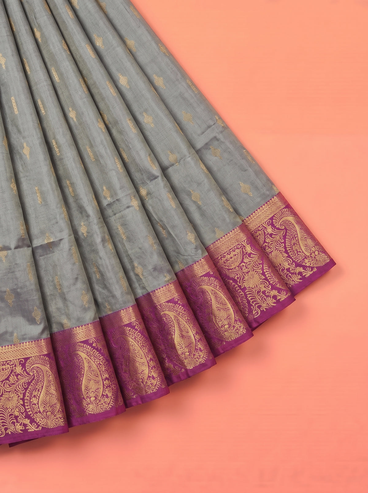 Grey and Purple Soft semi silk Saree