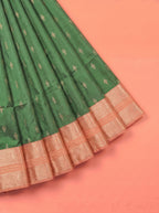 Orange and Bottle Green Soft semi silk Saree