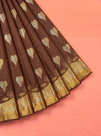 Brown and Red Soft semi silk Saree
