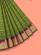 Wine Purple and Green semi silk Saree