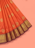Orange and Purple Gold Zari Woven Silk Saree