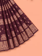 Wine Purple and Green Woven Tissue Silk Saree