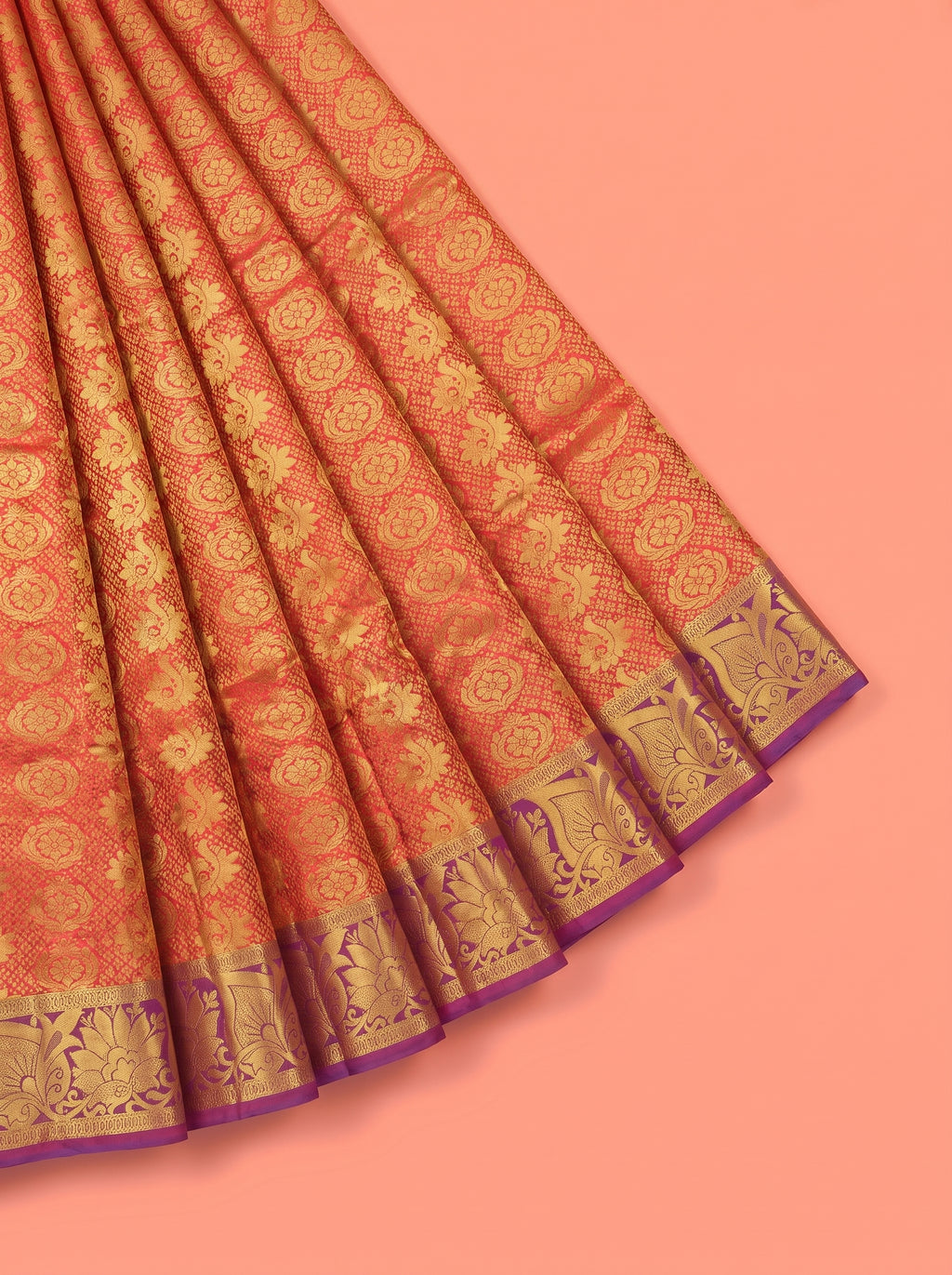 Red Tissue Brocade Semi Silk Saree