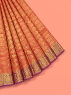 Red Tissue Brocade Semi Silk Saree