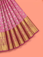 Magenta Tissue Brocade Semi Silk Saree
