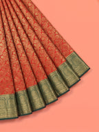 Red Tissue Brocade Semi Silk Saree