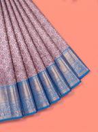 Blue Pure Tissue Silk Saree with Diamond and Floral Weave