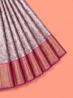 Magenta Pure Tissue Silk Saree with Intricate Floral Zari Weave