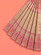 Rose Pink Pure Tissue Silk Saree with Floral Zari Weave