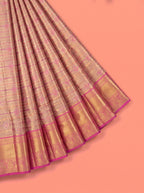 Rose Pink Pure Tissue Silk Saree with Ornate Zari Weave