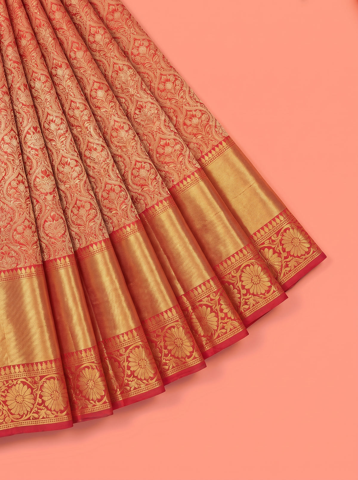 Red Pure Tissue Silk Saree with Intricate Zari Brocade