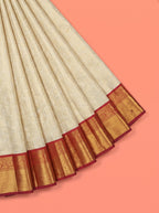 White Pure Kanchivaram Bridal Silk Saree with Traditional Zari Brocade
