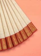 White Pure Kanchivaram Bridal Silk Saree with Geometric Zari Weave