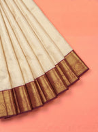 White Pure Kanchivaram Bridal Silk Saree with Fine Floral Brocade