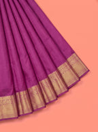 Purple Pure Kanchipuram Saree with Traditional Design Border