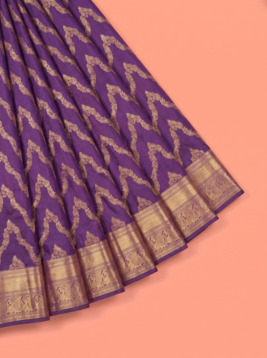 Purple Pure Kanchipuram Saree with Traditional Design Border