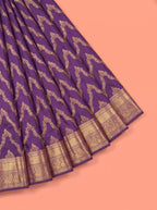 Purple Pure Kanchipuram Saree with Traditional Design Border