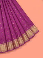 Purple Pure Kanchipuram Saree with Solid Band Border