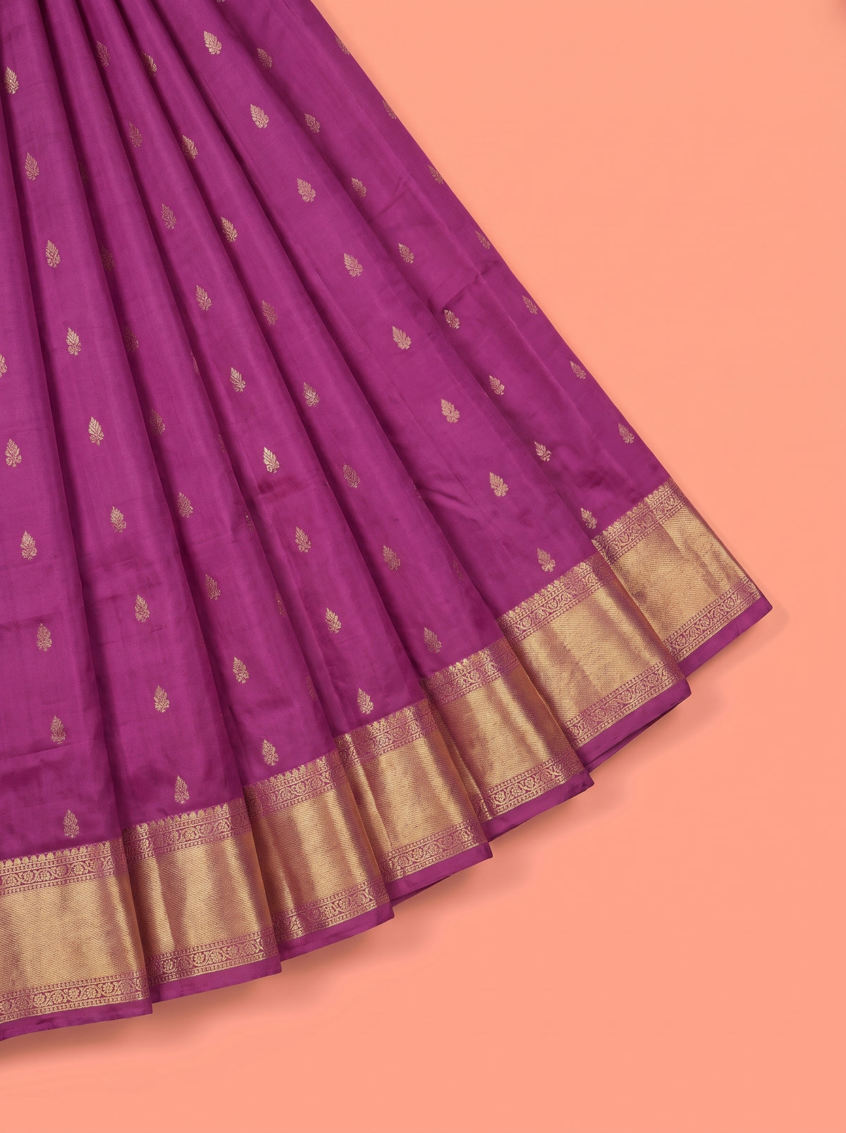 Purple Pure Kanchipuram Saree with Solid Band Border
