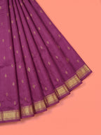 Purple Pure Kanchipuram Saree with Geometric Border Detailing