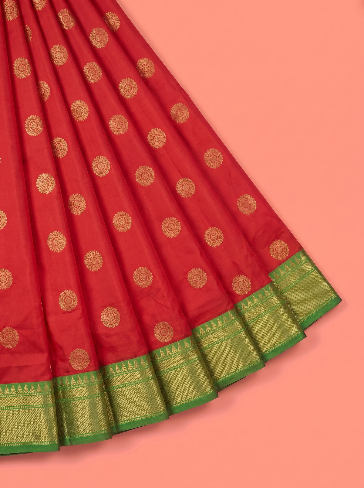 Red Semi Silk Saree with Broad Contrast Zari Weaving Border