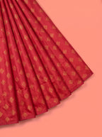 Red Semi Silk Saree with Narrow Contrast Woven Border