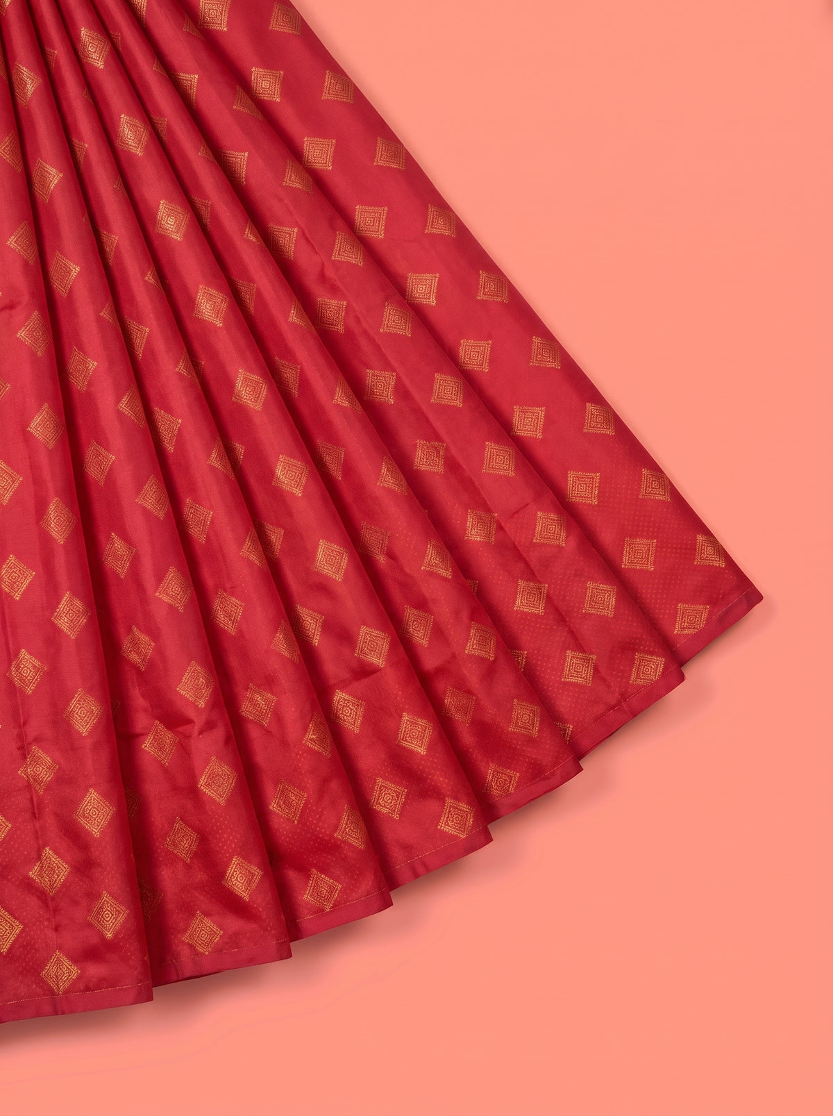 Red Semi Silk Saree with Narrow Contrast Woven Border