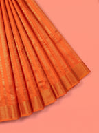 Orange Semi Silk Saree with Medium-Width Solid Zari Kaddi Border