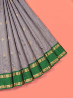 Grey Arni Silk Saree with Broad Contrast Zari Border