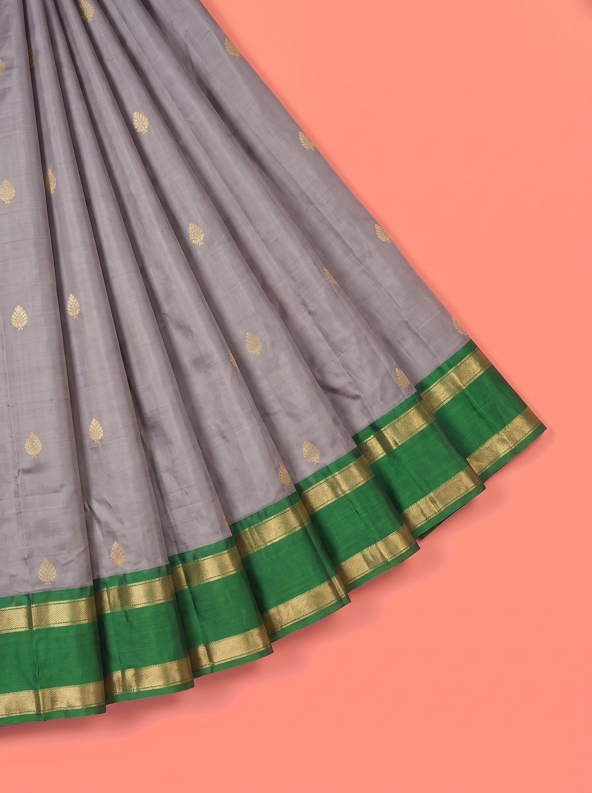 Grey Arni Silk Saree with Broad Contrast Zari Border