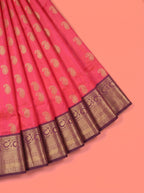 Red Pure Kanchipuram Saree with Floral Paisley Diamond Lattice Zari Border