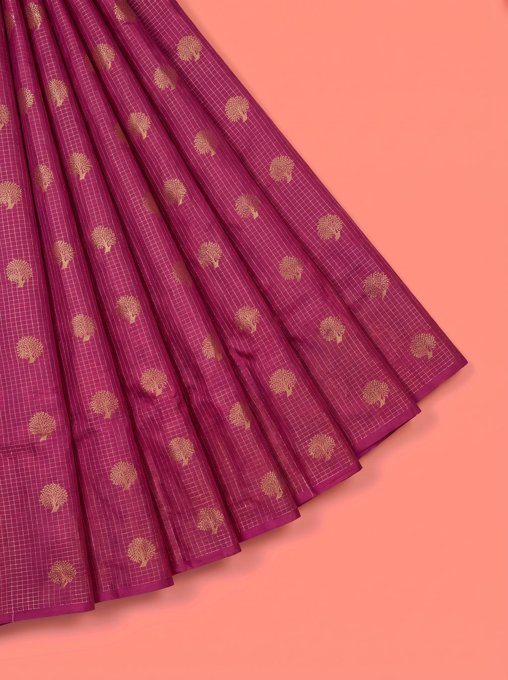 Purple Pure Kanchipuram Saree with No Border