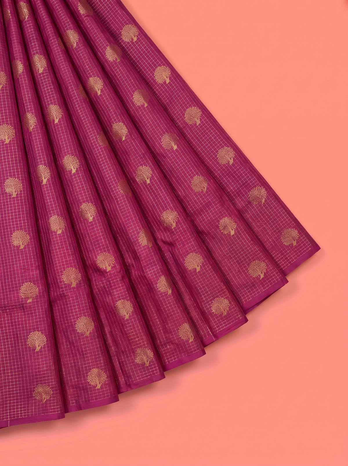 Purple Pure Kanchipuram Saree with No Border
