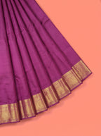 Purple Pure Kanchipuram Saree with Broad Floral Medallion Zari Border - MUGDHA ART STUDIO LLP