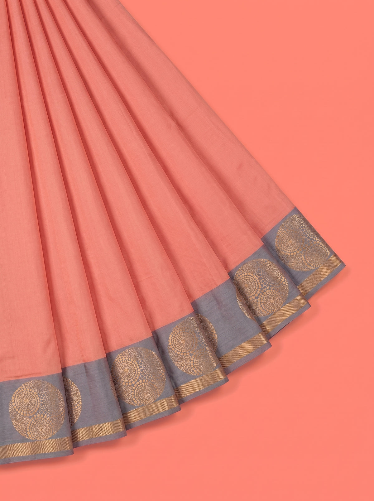 Coral Pink Bangalore Silk Saree