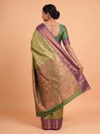 Gold and Blue Traditional Motif Tissue Silk Saree