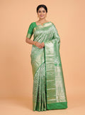 Emerald Green Floral Tissue Silk Saree