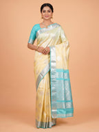 Champagne Cream and Silver Tissue Silk Saree
