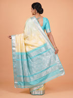Champagne Cream and Silver Tissue Silk Saree