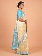 Champagne Cream and Silver Tissue Silk Saree