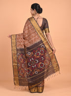 Mustard Yellow and Dark Green Ikat Cotton Saree