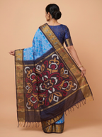 Green and Blue Ikat Cotton Saree