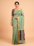 Grey and Black Ikat Cotton Saree