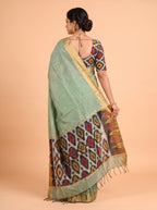 Grey and Black Ikat Cotton Saree