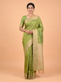 Green and Gold semi silk Saree
