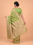 Green and Gold semi silk Saree