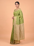 Green and Gold semi silk Saree